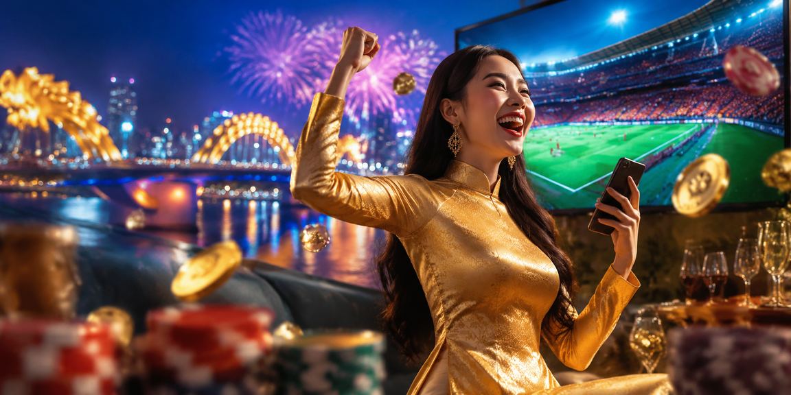 Phụ nữ mặc áo dài tại Đà Nẵng tham gia giải trí casino trực tuyến trong không gian hiện đại