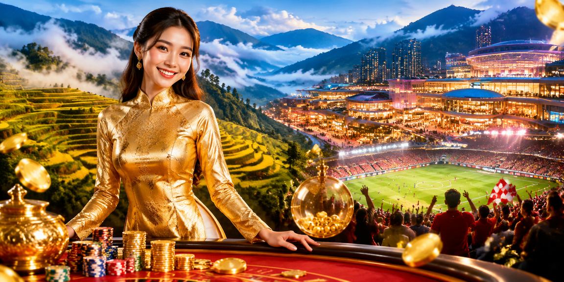 Phụ nữ mặc áo dài tại Sapa tham gia xổ số trực tuyến trên điện thoại